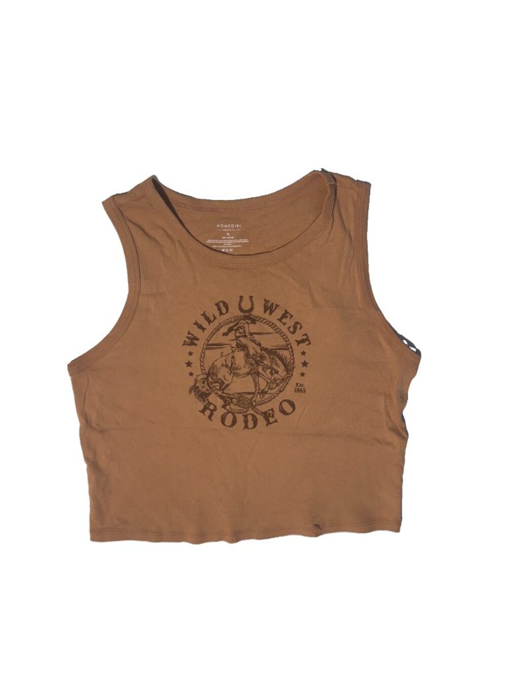 Homegirl Society Cowgirl Tank Top Men XL Tan Wild West Rodeo Waffle Knit Crop